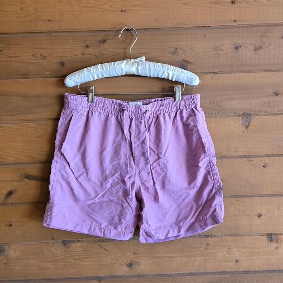 Madewell Men's Re-sourced Everywear Shorts Medium Shaded Pink Elastic Tie Waist - Picture 2 of 6